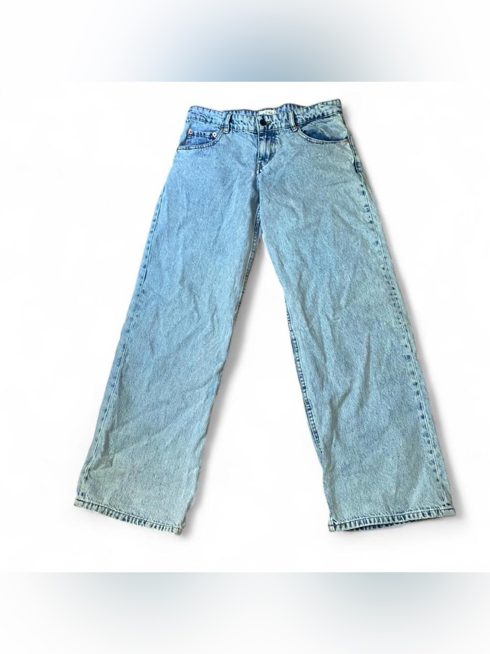 Motel Rocks Light Blue Low Rise Wide-Leg Denim Jeans